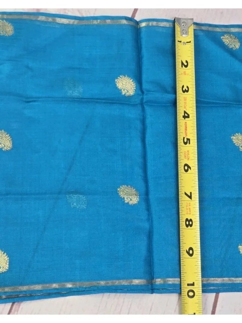 Hand Woven 100% Pure Silk TOURQOUISE GOLD Made in India Saree Scarf @ 45